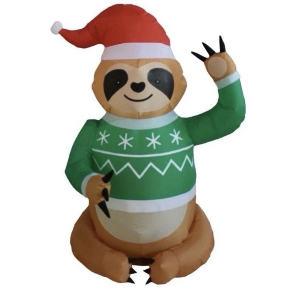 Holiday Time 4 Ft Sweater Sloth Christmas Outdoor Airblown Inflatable Brand New